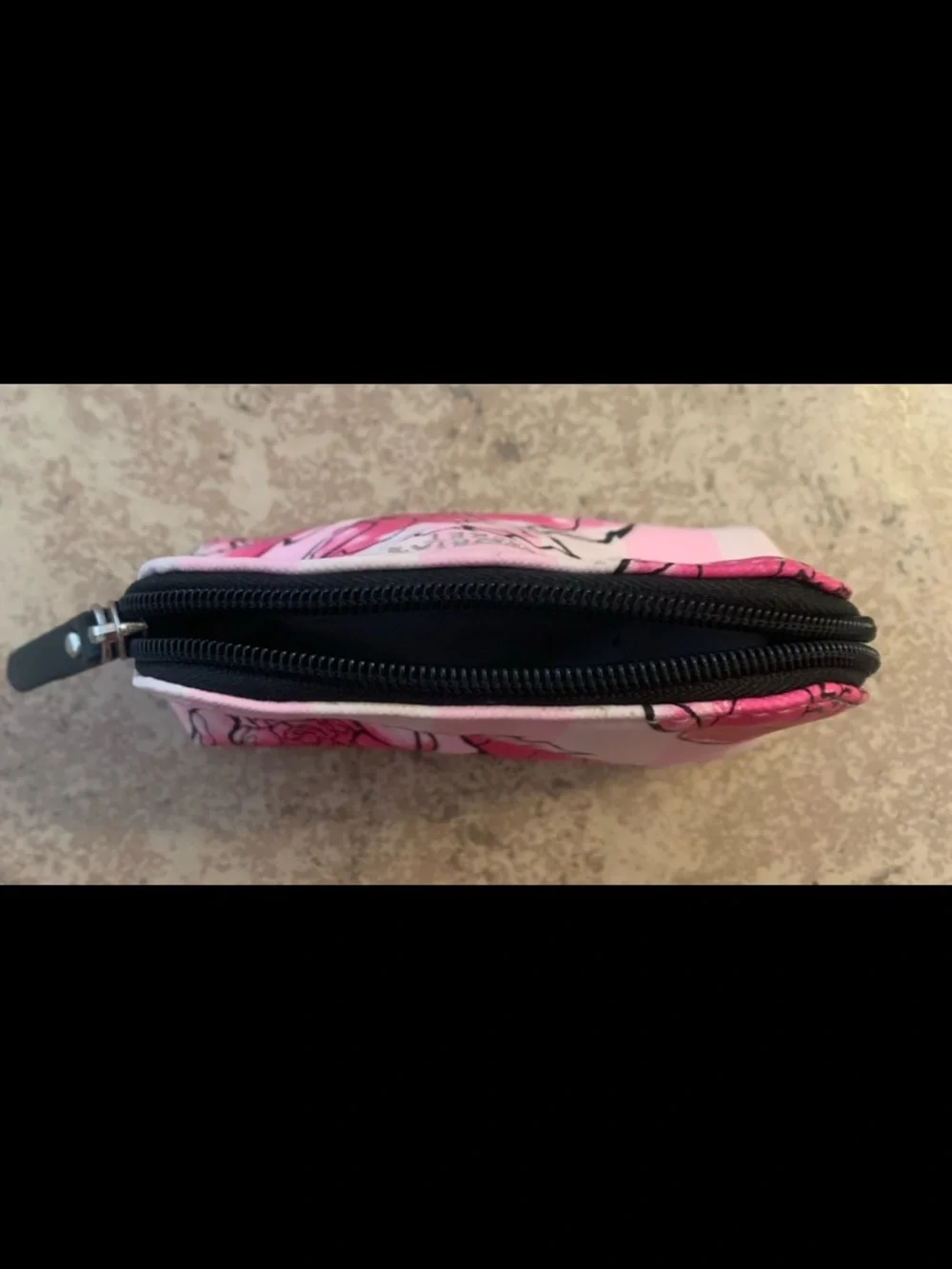 “Victoria's Secret” Wallet Pouch. Pink Striped Design w/ Large Floral Peony Prin - Picture 5 of 5